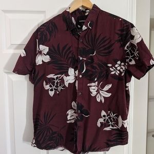 Express Button Down Shirt - Maroon - Floral